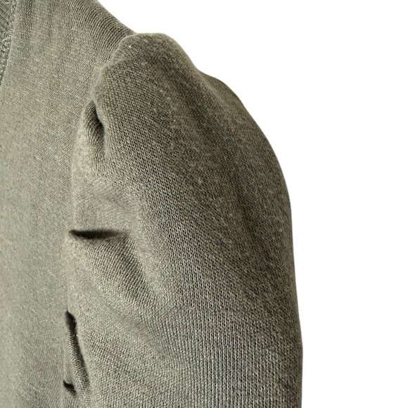 Rebecca Minkoff Janine Puff Sleeve Sweatshirt in Olive Green Small Cotton Blend - Picture 7 of 13